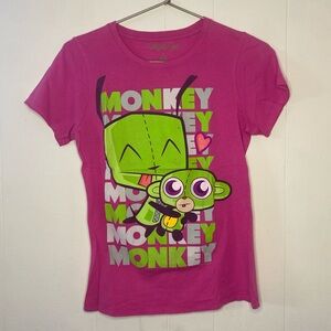 pink Invader Zim monkey baby tee